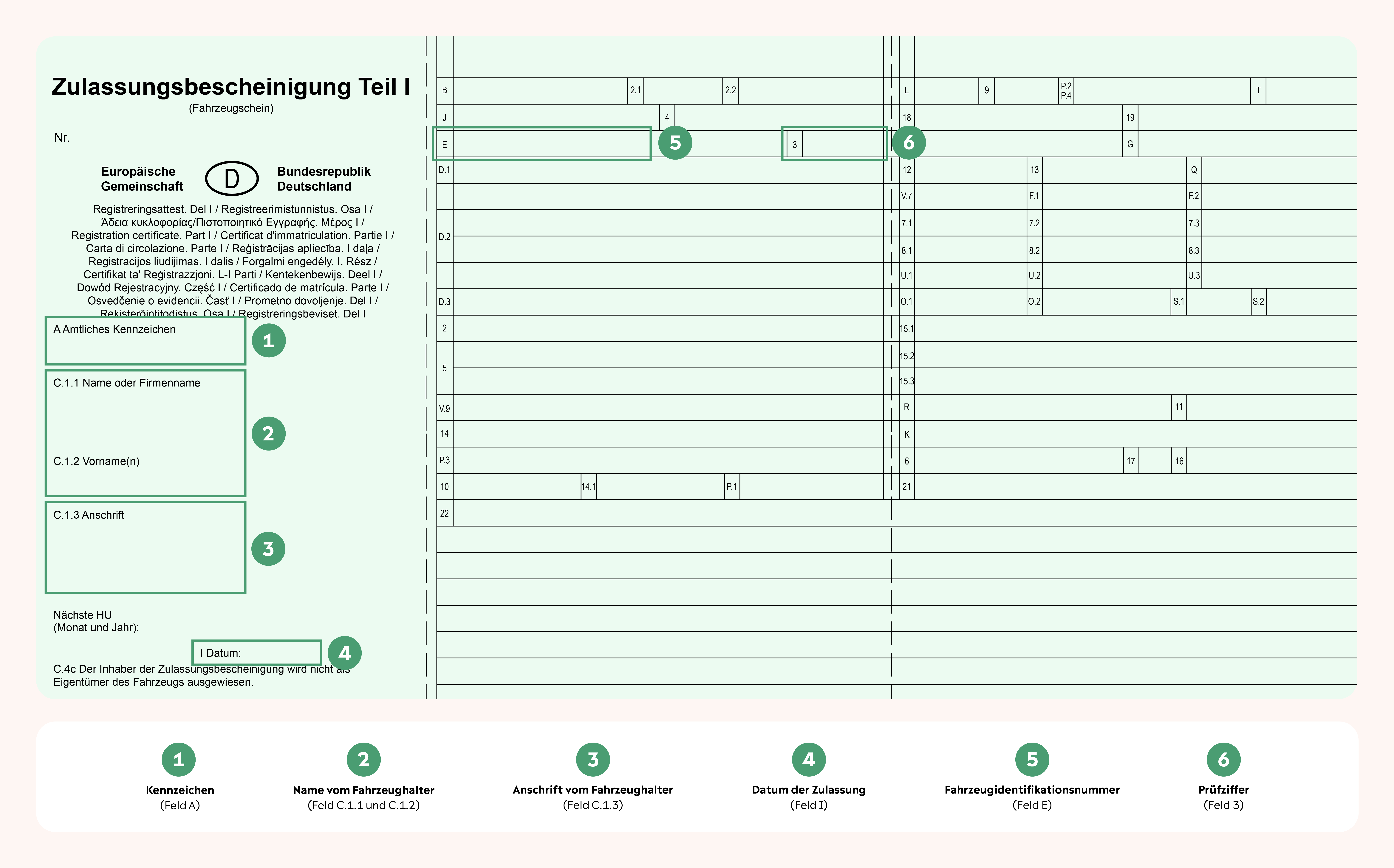 Muster einer Zulassungsbescheinigung Teil 1