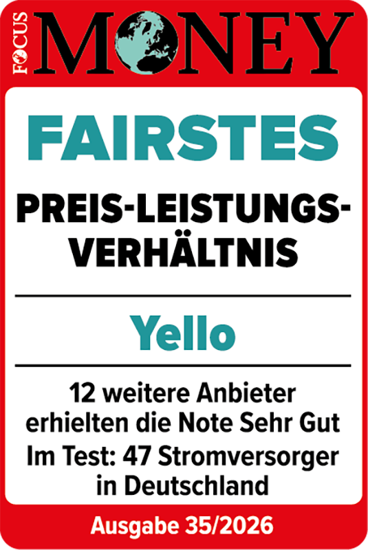 Siegel: Focus Money fairster Stromversorger Preis-/ Leistungsverhältnis 2026