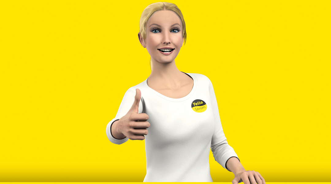 Die virtuelle Yello Kundenberaterin Eve.