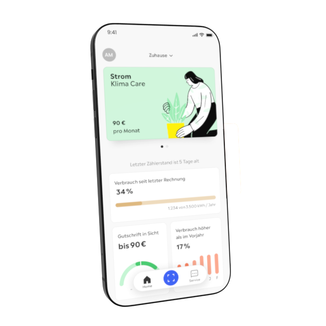 Illustration Yello App Screen Statusmonitor nach links gekippt