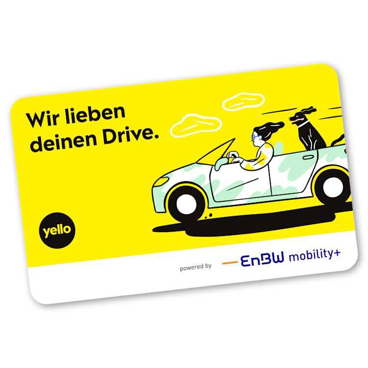 Mit der Ladekarte kannst du auch ohne Smartphone unterwegs laden Bild der Yello Ladekarte für den Autostrom Mobile Tarif.